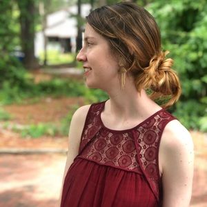 Red flowy bohemian dress
